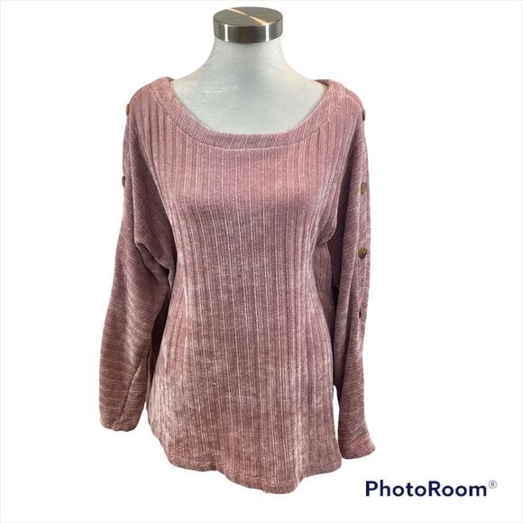 BY Design Dusty Rose Sweater with Buttons Down Sleeves Size 2X - Picture 5 of 12